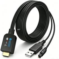 Conversor Profissional eSynic 192KHZ eARC para Óptico - Cabo Compacto de 1,5 m - Extrator de Áudio ARC USB - Plug & Play - Suporta Dolby 5.1 e DTS 5.1 - De Portas HDTV ARC/eARC para Soundbar Óptico Conversor Profissional eSynic 192KHZ eARC para Óptico - Cabo Compacto de 1,5 m - Extrator de Áudio ARC USB - Plug & Play - Suporta Dolby 5.1 e DTS 5.1 - De Portas HDTV ARC/eARC para Soundbar Óptico