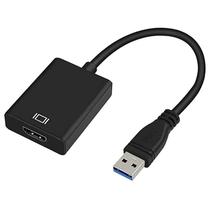 Conversor USB para H DMI, USB 3.0/2.0 para H DMI 1081P full H D (masculino para feminino) conversor - Preto