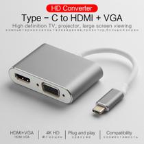 Conversor USB Type-C 3.1 Macho para HDMI / VGA Fêmea / USB e Type-C - oem