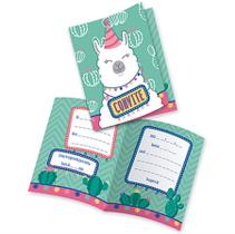 Convite de Aniversário 8 Unidades - Lhama - Festcolor Convite de Aniversário 8 Unidades - Lhama - Festcolor