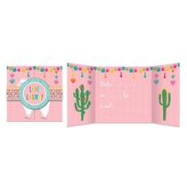 Convite Festa Cactus Lhama- Pacote com 8 unidades