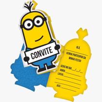 Convite Festa Minions- Pacote com 8 unidades