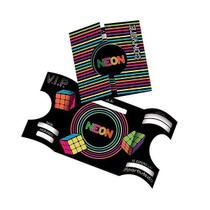 Convite - Festa Neon - 08 unidades - Festcolor - Rizzo Festas Convite - Festa Neon - 08 unidades - Festcolor - Rizzo Festas