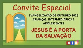 Convite Informativo para Evento: Evangelização de Crianças, Intermediários e Adolescentes - Março 2025 - 100 Unidades