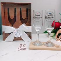 Convite Padrinhos de Casamento/Batismo / Taça de Champanhe Gallant em vidro 180ml / Super Padrinho / Super Madrinha 1 Pa