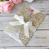 Convites de casamento KUCHYNEE Champagne Laser Cut 20 unidades