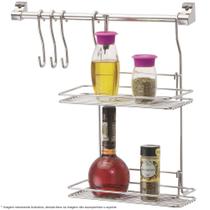 Cook Home Cozinha Barra 3 Ganchos 2 Prateleiras Para Parede Cook Home Cozinha Barra 3 Ganchos 2 Prateleiras Para Parede