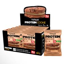 Cookies com proteína chocolate e avelã 45g topway caixa com 10 unidades Cookies com proteína chocolate e avelã 45g topway caixa com 10 unidades