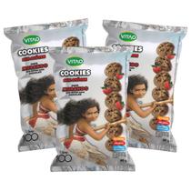 Cookies Sem Glúten, Açúcar e Vegano Disney Morango com Gotas Chocolate Vitao contendo 3 pacotes de 60g cada