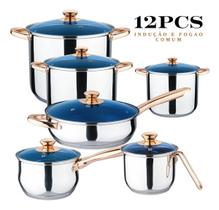 Cookmax Jogo Panelas Cerâmica 12 Peças Inox 7 Camadas