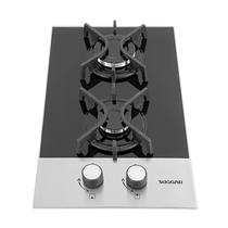 Cooktop 2 Bocas Ferro Fundido Preto com Inox à Gás SUGGAR FG2002FVPIX