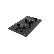 Cooktop 2 Bocas Fogatti a Gás GLP Mesa em Vidro Preto