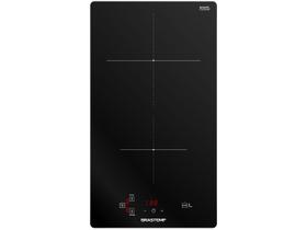 Cooktop 2 Bocas Indução Brastemp Vitrocerâmica Touch com Timer Preto Acendimento Automático BDJ31AE