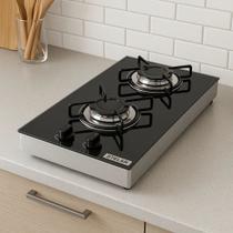 Cooktop 2 Bocas Portátil de Mesa Stelar Euro Preto a Gás GLP Vidro Temperado Compacto, Potente e Moderno Cooktop 2 Bocas Portátil de Mesa Stelar Euro Preto a Gás GLP Vidro Temperado Compacto, Potente e Moderno