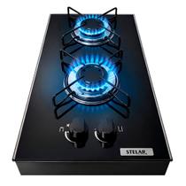 Cooktop 2 Bocas Portátil de Mesa Stelar Euro Preto a Gás GLP Vidro Temperado Compacto, Potente e Moderno