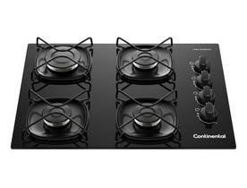 Cooktop 4 Bocas a Gás Continental Mesa de Vidro Preto com Acendimento Automático (KC4GR)