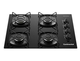 Cooktop 4 Bocas a Gás Continental Mesa de Vidro Preto com Acendimento Automático (KC4GR)