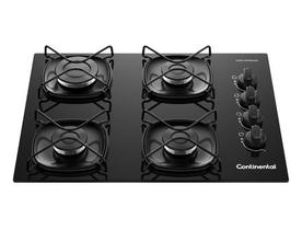Cooktop 4 Bocas a Gás GLP Continental Mesa de Vidro Preto Acendimento Automático KC4GR