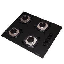 Cooktop 4 Bocas Flange Inox Vidro Bivolt Fogatti Preto/Inox