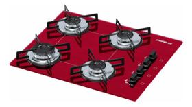 Cooktop 4 Bocas Fogão Gás Cozinha Ultra Chama Chamalux Bivolt Vermelho