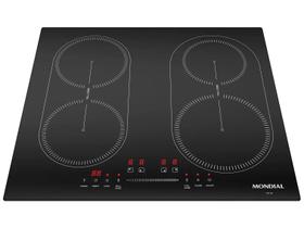 Cooktop 4 Bocas Indução Mondial Mesa de Vidro Preto Touch Timer Acendimento Automático CTI-03