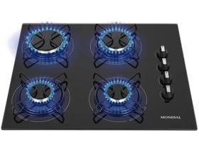 Cooktop 4 Bocas Mondial a Gás GLP Preto Bivolt - CTG-01