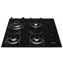 Cooktop 4 Bocas Preto com Mesa de Vidro e Tripla Chama Dako Supreme Bivolt