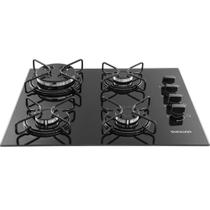 Cooktop 4 Bocas Suggar: Vidro, Tripla Chama e Acendimento Automático Preto Bivolt.