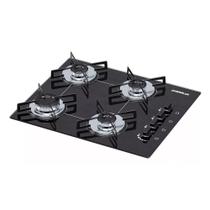 Cooktop 4 Bocas Ultra Chama Bivolt Trempe de Chapa Preto Chamalux