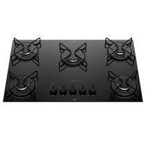 Cooktop 5 Bocas a Gás Atlas Agile Up com Mesa de Vidro e Queimador Mega Chama Preto Bivolt