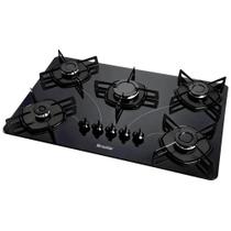 Cooktop 5 Bocas A Gás Braslar Pop Com Mesa De Vidro Preto Bivolt