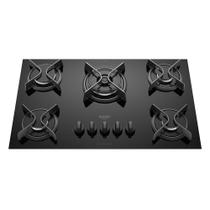 Cooktop 5 Bocas a Gás Dako Supreme com Queimador Tripla Chama e Mesa de Vidro Temperado Preto Bivolt