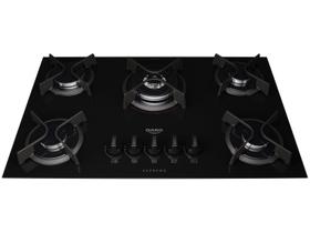 Cooktop 5 Bocas a Gás Dako Supreme com Queimador Tripla Chama e Mesa de Vidro Temperado Preto Bivolt