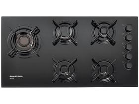 Cooktop 5 Bocas a Gás GLP Brastemp Vidro Temperado Quadrichama Preto Ative! BDD85AE