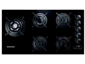 Cooktop 5 Bocas a Gás GLP Brastemp Vidro - Touch com Timer Preto Ative! BDT85