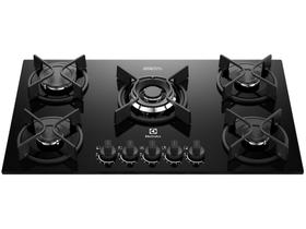 Cooktop 5 Bocas a Gás GLP Electrolux Mesa de Vidro Multi Chama Preto Acendimento Automático Experience KE5GC