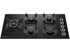 Cooktop 5 Bocas a Gás GLP Electrolux Mesa de Vidro Multi Chama Preto Acendimento Automático Pro Series KE5PS