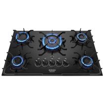 Cooktop 5 Bocas à Gás Itatiaia Itamaster Fogão Bilvolt Tripla Chama Preto 127V/220V Vidro