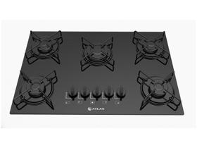 Cooktop 5 Bocas Atlas Preto a Gás GLP - Agile Glass