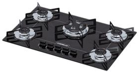 Cooktop 5 bocas Chamalux tripla chama Bivolt Preto