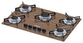 Cooktop 5 bocas Chamalux ultra chama Bivolt Amadeirado Escuro