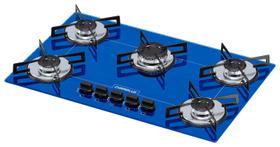 Cooktop 5 bocas Chamalux ultra chama Bivolt Azul / GN