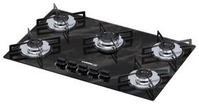 Cooktop 5 bocas Chamalux ultra chama Bivolt Marmore Preto