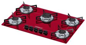 Cooktop 5 bocas Chamalux ultra chama Bivolt Vermelho