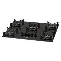 Cooktop 5 Bocas Fischer 5Q Fit Line Gás Preto Bivolt