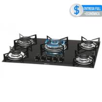 Cooktop 5 Bocas Fischer Preto a Gás GLP - Tripla Chama 1743 5733 Bivolt