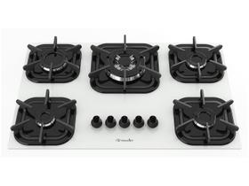Cooktop 5 bocas Mueller Tripla Chama Mesa Vidro Branco Bivolt