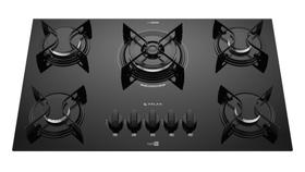 Cooktop 5 Bocas Preto com Mesa de Vidro e Tripla Chama Atlas Agile Up Bivolt