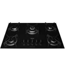 Cooktop 5 Bocas Preto com Mesa de Vidro e Tripla Chama Dako Supreme Bivolt