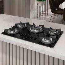 Cooktop 5 Bocas Safe Tripla Chama Vidro Preto 27001601 - Fogatti